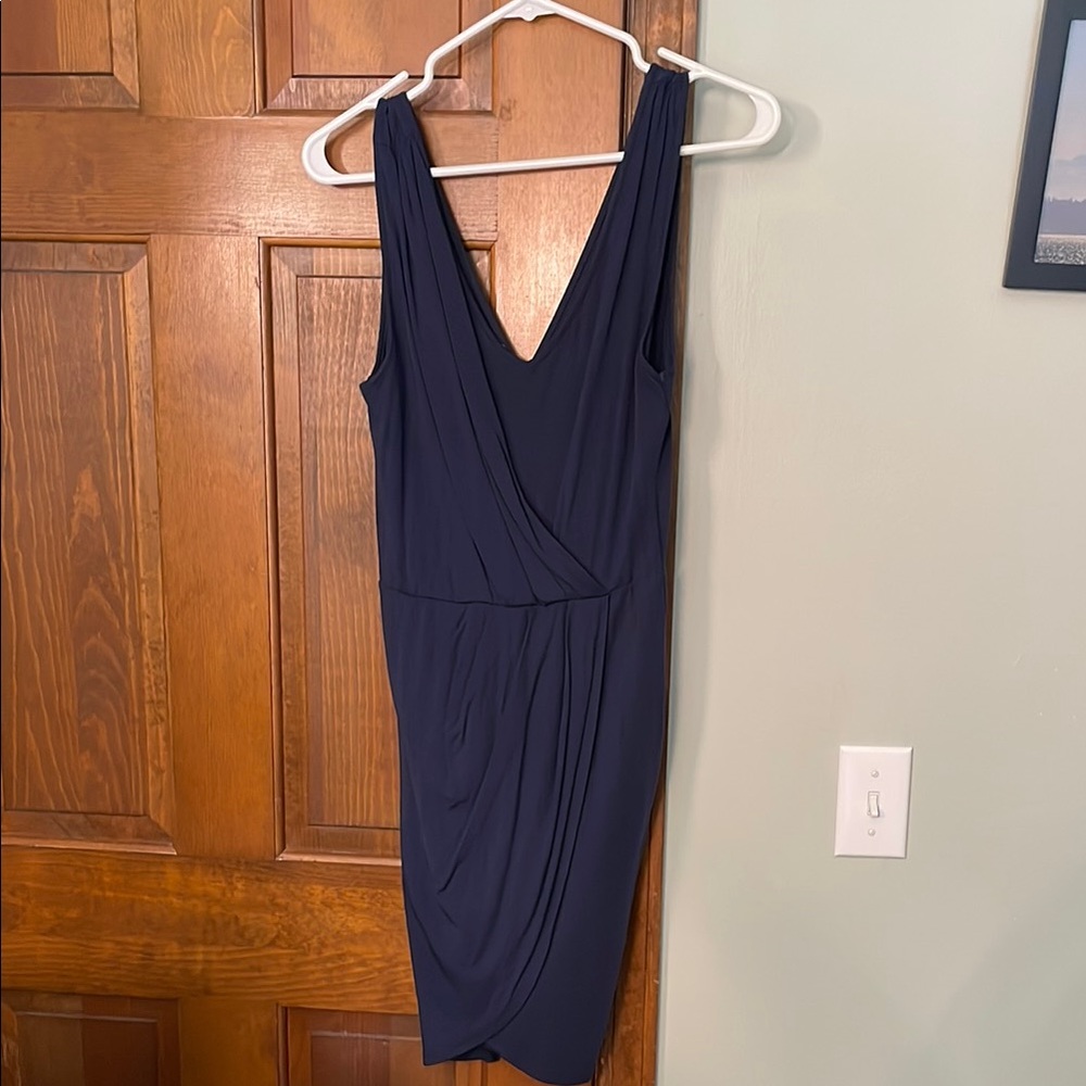 Tart Blue Ruched Wrap Cocktail Dress